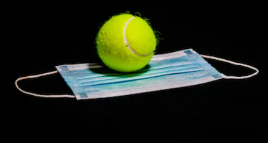 Tennis ball on a facemask